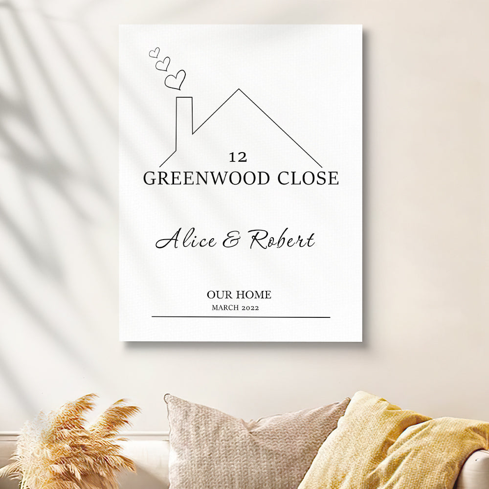 Personalised New Home Canvas Print | Custom House Warming Gift UK