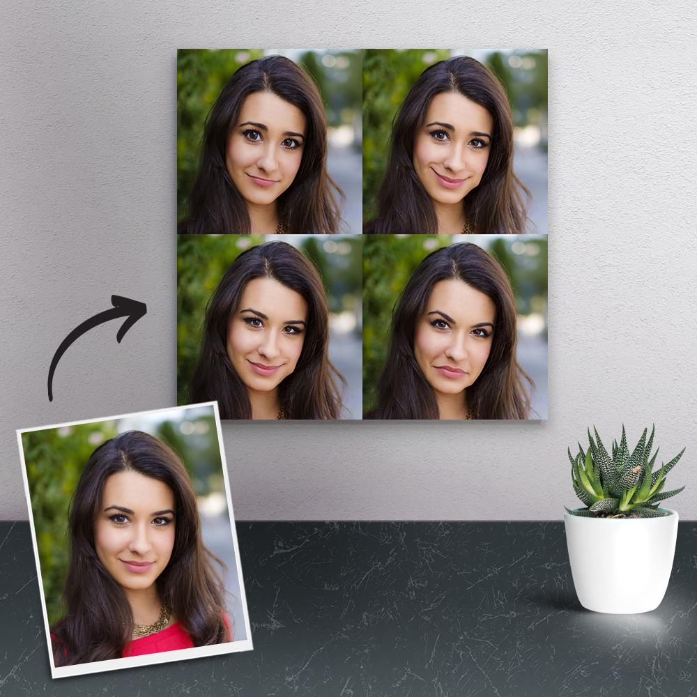 Framed personalised funny expression canvas hung on wall — custom humorous portrait ideal for birthdays and anniversaries