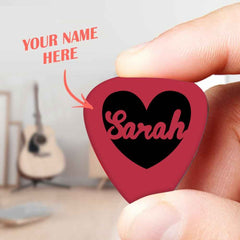 Custom Text Guitar Pick Red Heart Pick