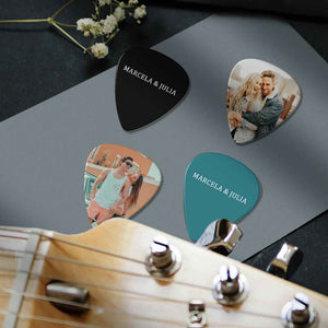 Custom Text Guitar Pick, Engraved Double-Sided Printed with Photo Guitar Pick Gifts 12Pcs With Free Pick Case