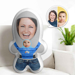 Custom Mother and Baby's Face Minime Throw Pillow Personalised Photo Gift for Her