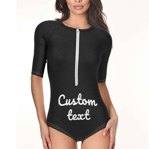 Custom Swimsuit One Piece Swimwear Personalized Half Sleeve Swimsuit
