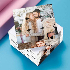 Personalized Photo Cube Custom Text Gift For Couples We Go Together Like