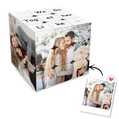 Personalized Photo Cube Custom Text Gift For Couples We Go Together Like