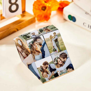 Magic Cube Multiphoto Heart-Shaped Cube Personalized Folding Picture Cube Photo Frame Valentine's Day Gifts