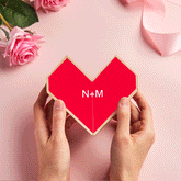 Personalised Magic Photo Cube - Wooden Heart Keepsake Gift for Anniversary