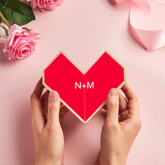 Personalised Magic Photo Cube - Wooden Heart Keepsake Gift for Anniversary