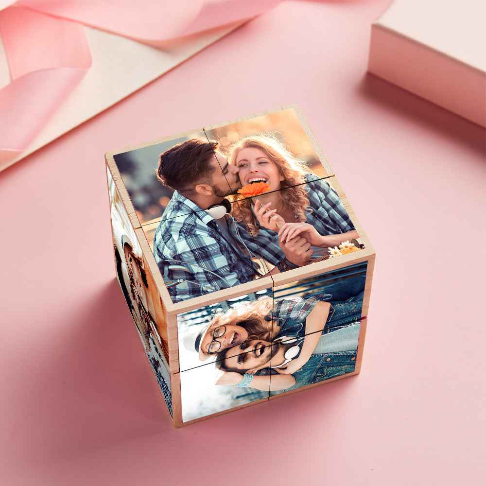 Personalized Magic Cube Photo Wooden Cube Home Ornament Cube Gift for Valentines