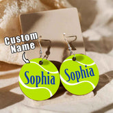 Personalized Wooden Tennis Earrings with Name Sport Earring Jewelry Gift for Her