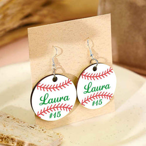 Personalized Baseball Softball Wooden Earrings Birthday Anniversary Gift for Sports Lover