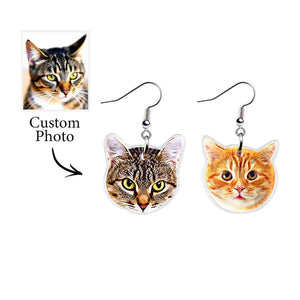 Personalized Dog Cat Portrait Earring Jewelry Birthday Gift for Pet Lovers