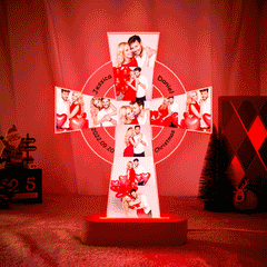 Personalised Custom Photo Engraved Cross Night Light - Acrylic Lamp Gift for Loved Ones