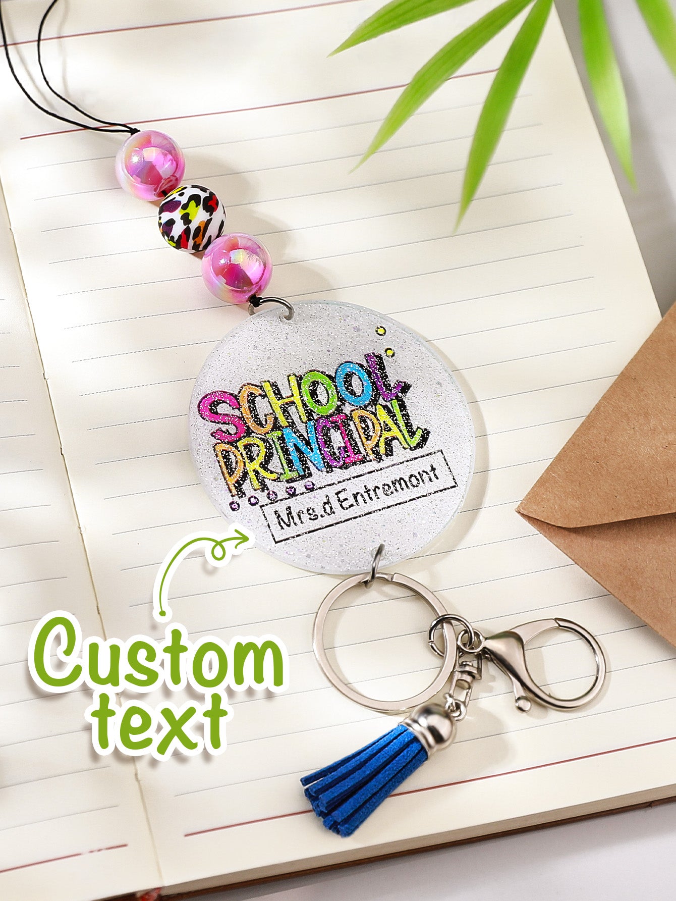 Collection of personalised lanyards laid out to show colour and style options — personalised glitter lanyard variants