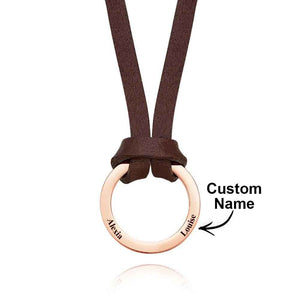 Personalized PU Leather Cord Necklace with Engraved Name Necklace Birthday Anniversary Gift for Man