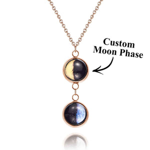 Custom Double Moon Phase Necklace Luminous Necklace Gift for Her