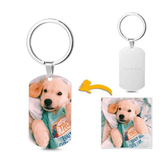 Photo Tag Key Chain with Engraving Stainless Steel