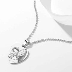 Women's Heart Photo Engraved Tag Necklace with Engraving Stainless Steel
