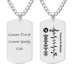 Custom Music Code Necklace Engraved Tag Necklace Music staff