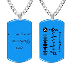 Custom Music Code Necklace Engraved Tag Necklace Music staff