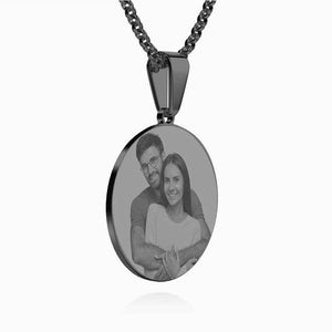 Custom Black Filter Romantic Photo Necklace Stainless Steel Valentine Gift For Couples