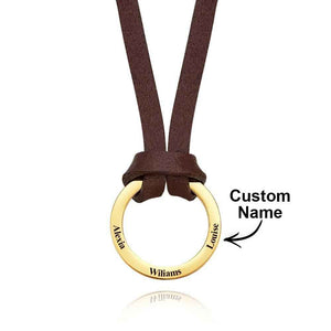Personalized PU Leather Cord Necklace with Engraved Name Necklace Birthday Anniversary Gift for Man