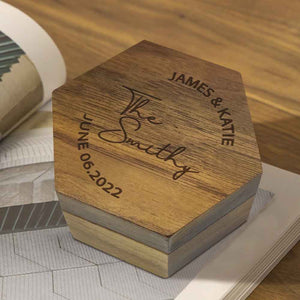 Six styles of Customized Hexagon Wooden Jewelry Box Wedding Ring Box