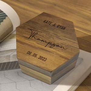 Six styles of Customized Hexagon Wooden Jewelry Box Wedding Ring Box