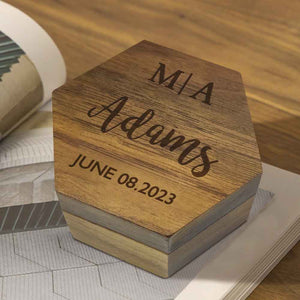 Six styles of Customized Hexagon Wooden Jewelry Box Wedding Ring Box