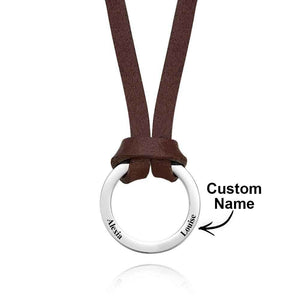 Personalized PU Leather Cord Necklace with Engraved Name Necklace Birthday Anniversary Gift for Man
