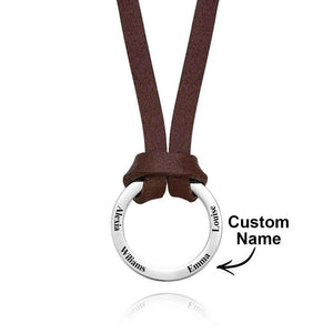Personalized PU Leather Cord Necklace with Engraved Name Necklace Birthday Anniversary Gift for Man