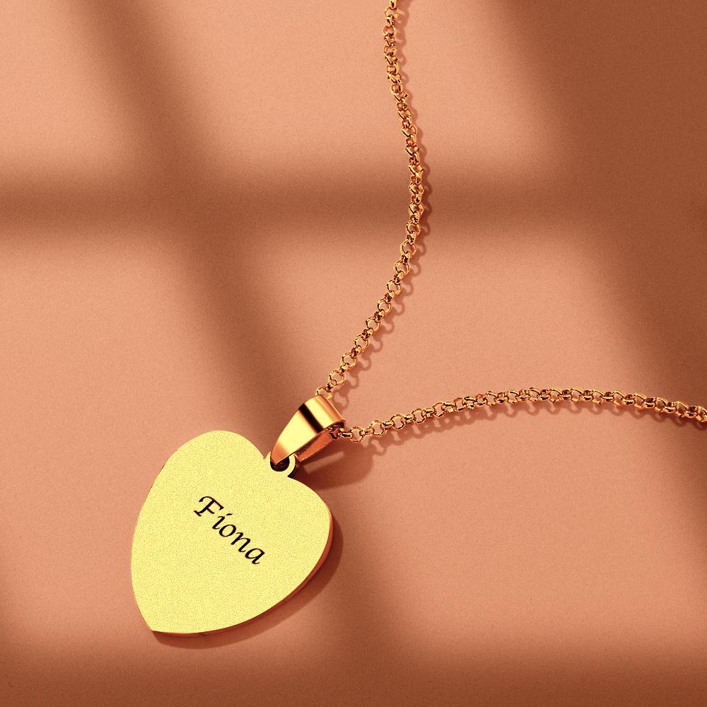 Personalised Engraved Heart Photo Necklace with Scannable Code - Unique Gift for Loved Ones