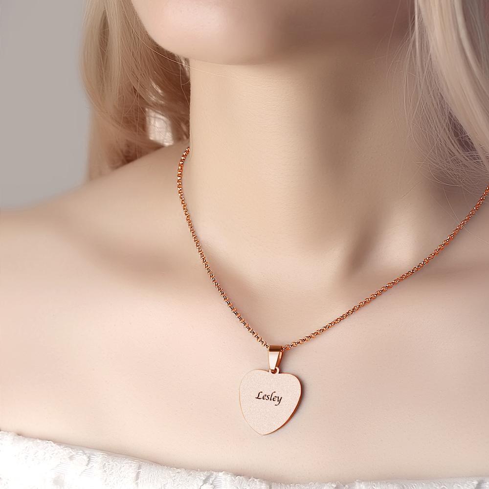 Personalised Engraved Heart Photo Necklace with Scannable Code - Unique Gift for Loved Ones