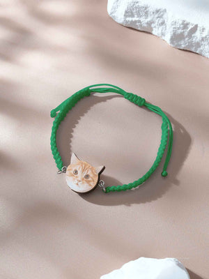 Personalized Pet Portrait Adjustable Braided Bracelet Birthday Gift for Pet Lover