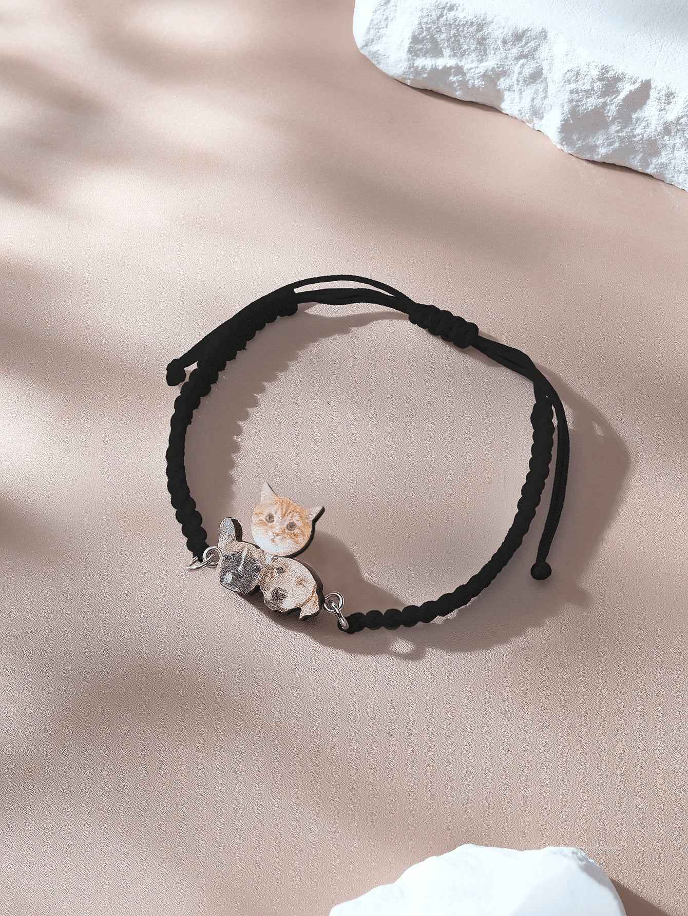 Personalized Pet Portrait Adjustable Braided Bracelet Birthday Gift for Pet Lover