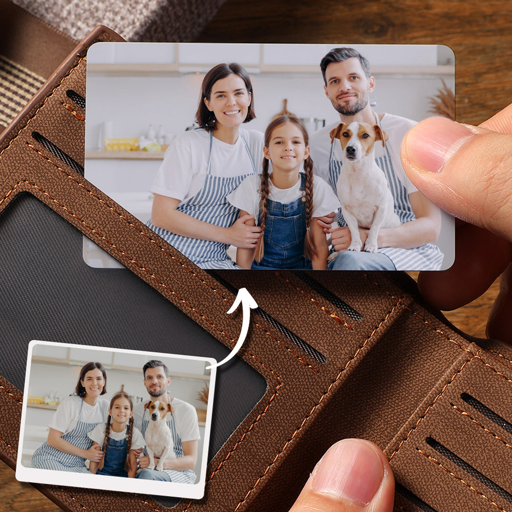 Personalised Stainless Steel Wallet Photo Insert Card - Custom Engraved Keepsake