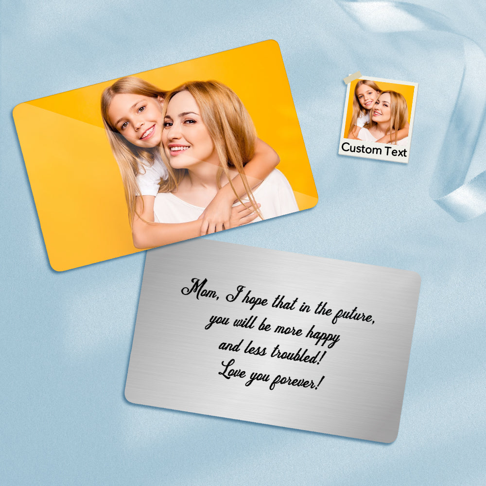 Personalised Stainless Steel Wallet Photo Insert Card - Custom Engraved Keepsake