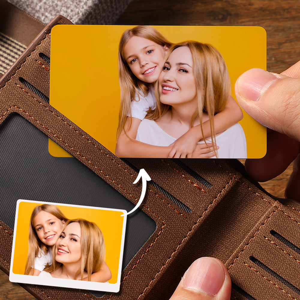 Personalised Stainless Steel Wallet Photo Insert Card - Custom Engraved Keepsake