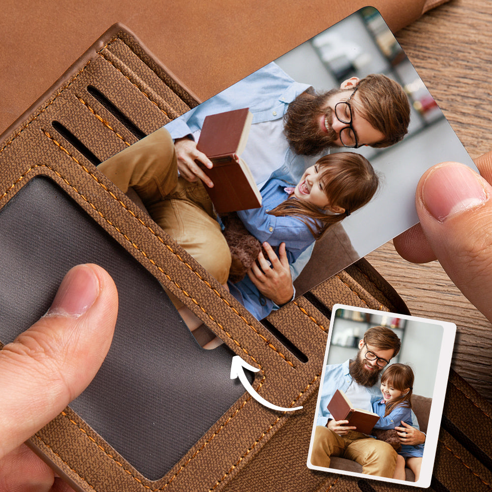 Personalised Stainless Steel Wallet Photo Insert Card - Custom Engraved Keepsake