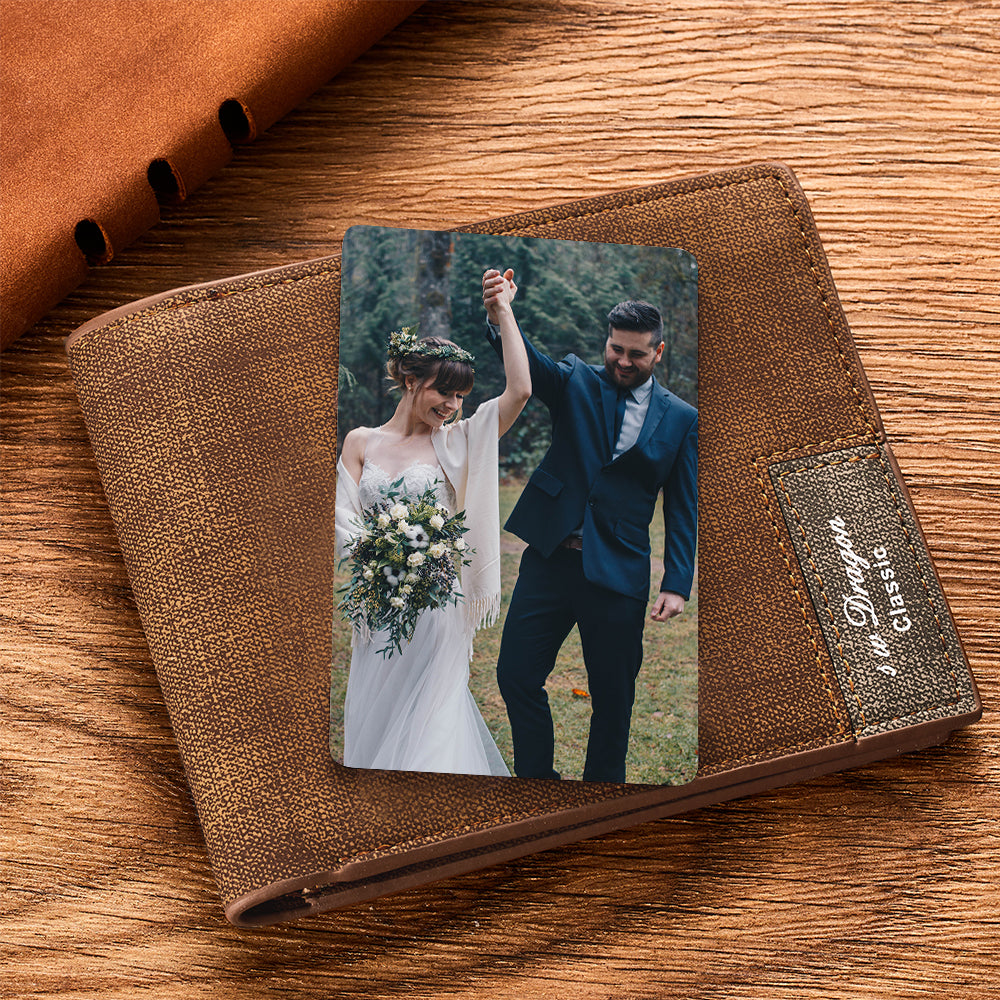 Personalised Stainless Steel Wallet Photo Insert Card - Custom Engraved Keepsake