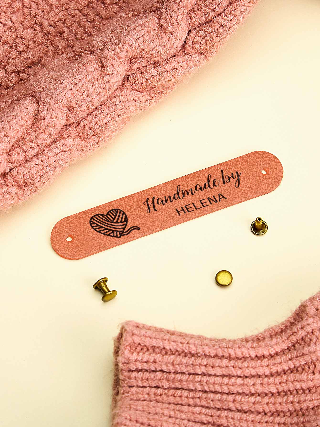 Close-up showing durable PVC material and crisp personalised text on a custom label