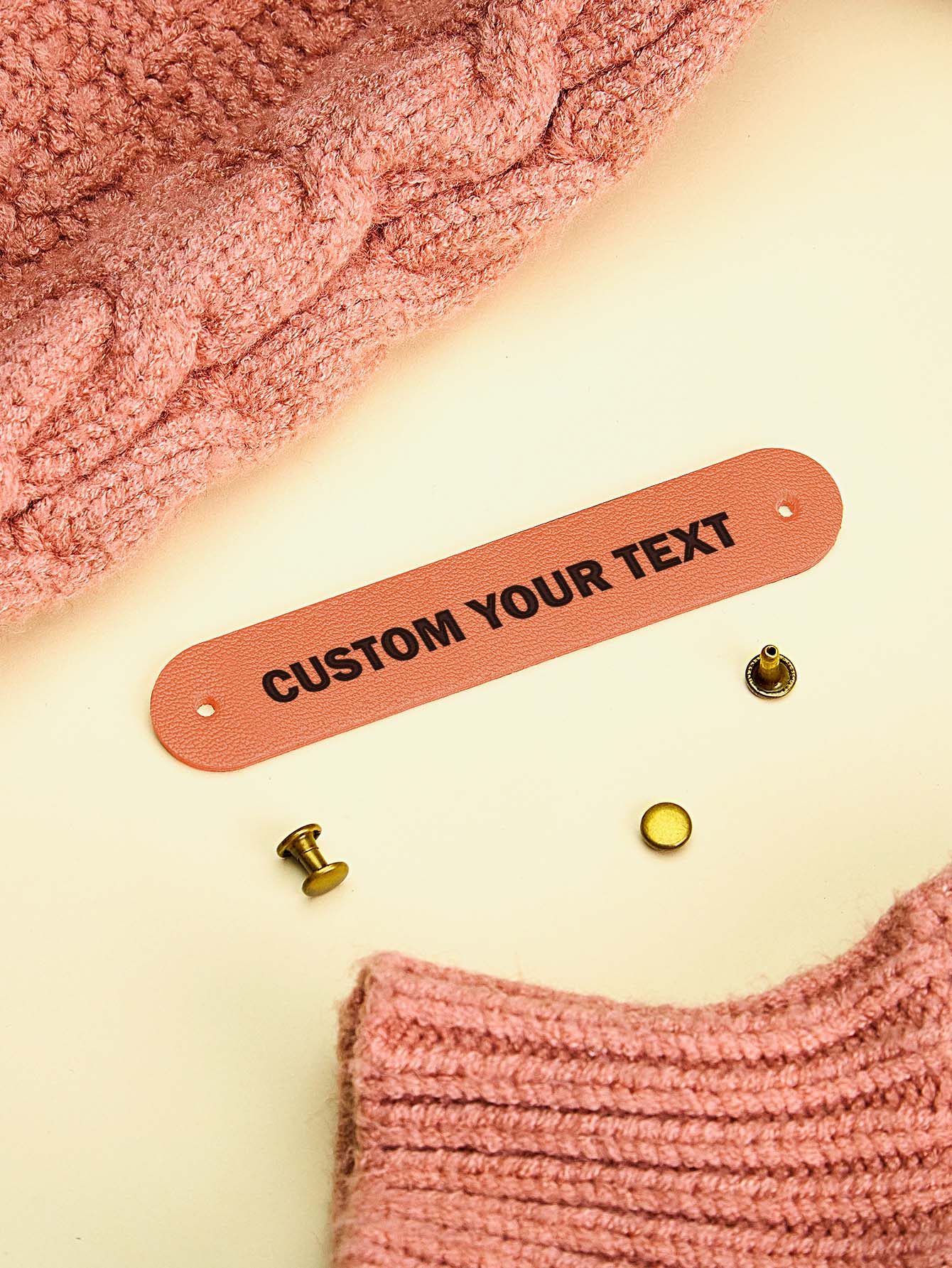 Selection of personalised PVC labels showing different font and motif customisation options