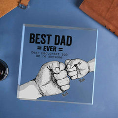 Custom Engraved Father's Day Crystal Ornaments Best Dad Ever Commemorate Gifts