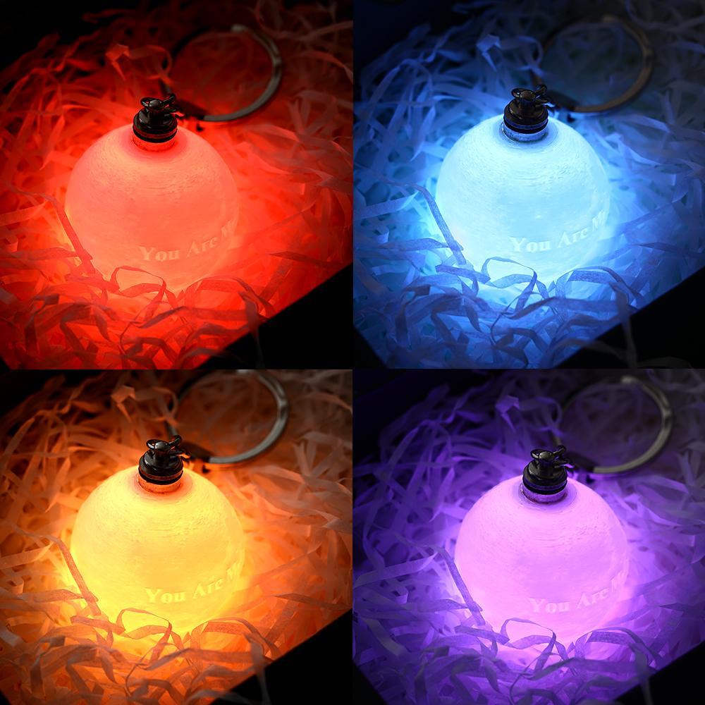 Personalised 3D Printed Photo Moon Lamp Keychain – Custom LED Keyring