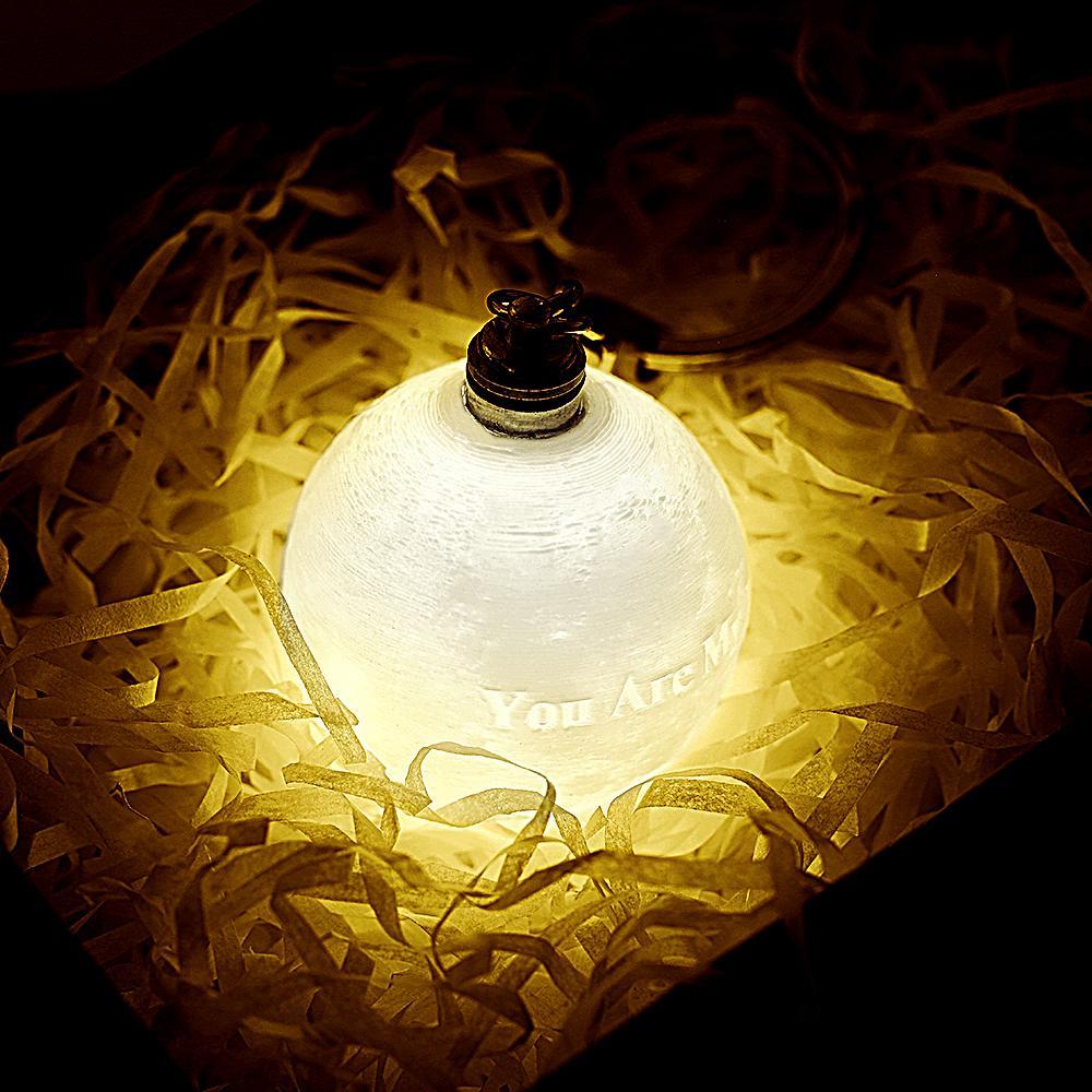 Personalised 3D Printed Photo Moon Lamp Keychain – Custom LED Keyring