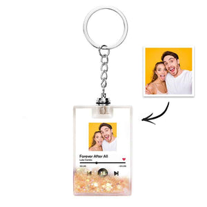 Custom Photo Scannable Music Code Illuminated Quicksand Keychain Gift