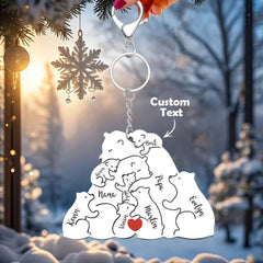 Personalised Engraved Papa Mama Bear Keychain - Family Gift for Dad & Mum