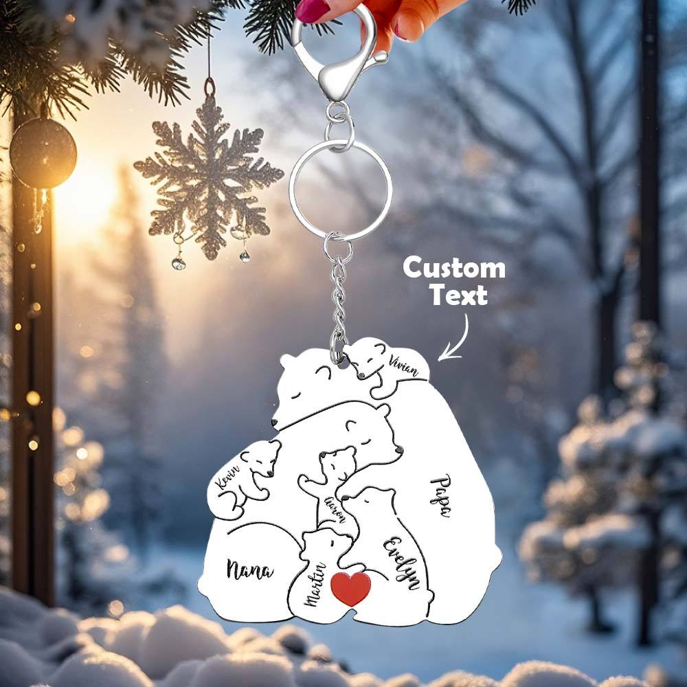Polished finish personalised Papa & Mama bear keyring on split ring – gift idea