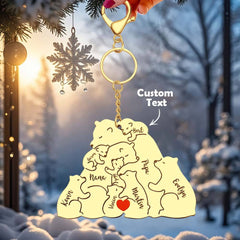 Personalised Engraved Papa Mama Bear Keychain - Family Gift for Dad & Mum