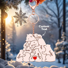 Personalised Engraved Papa Mama Bear Keychain - Family Gift for Dad & Mum