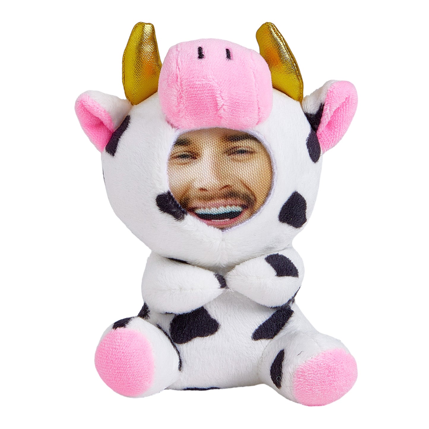Multiple personalised photo plush keychains laid out to show colour choices and animal designs – personalised keychain gift ideas